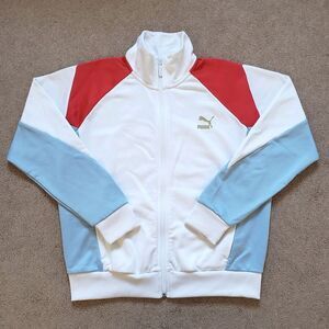 Puma Women's Full Zip Retro Track Jacket High Neck Colorblock Size Large